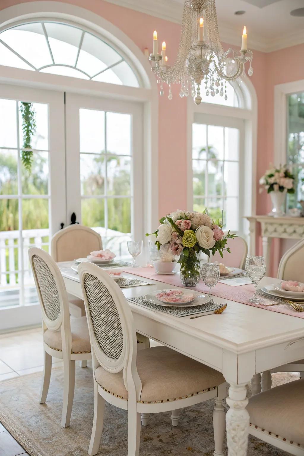 Antique white finish offers a soft, fresh look.