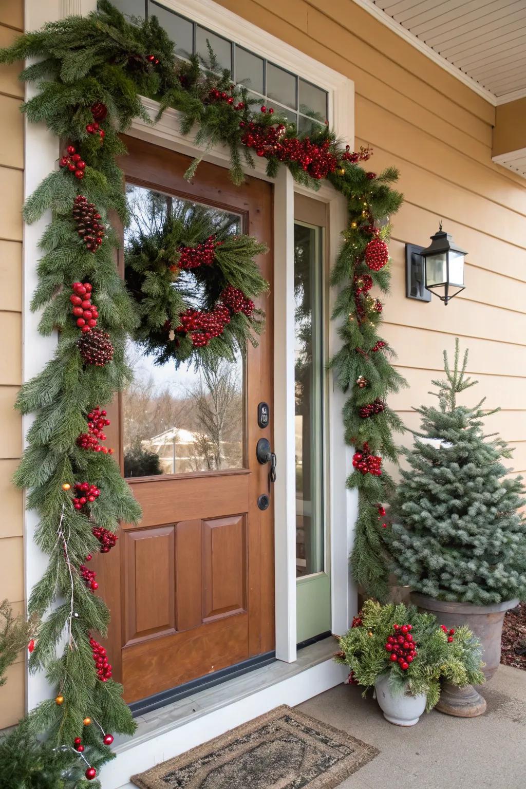 Enhance festivity with seasonal garland swag.