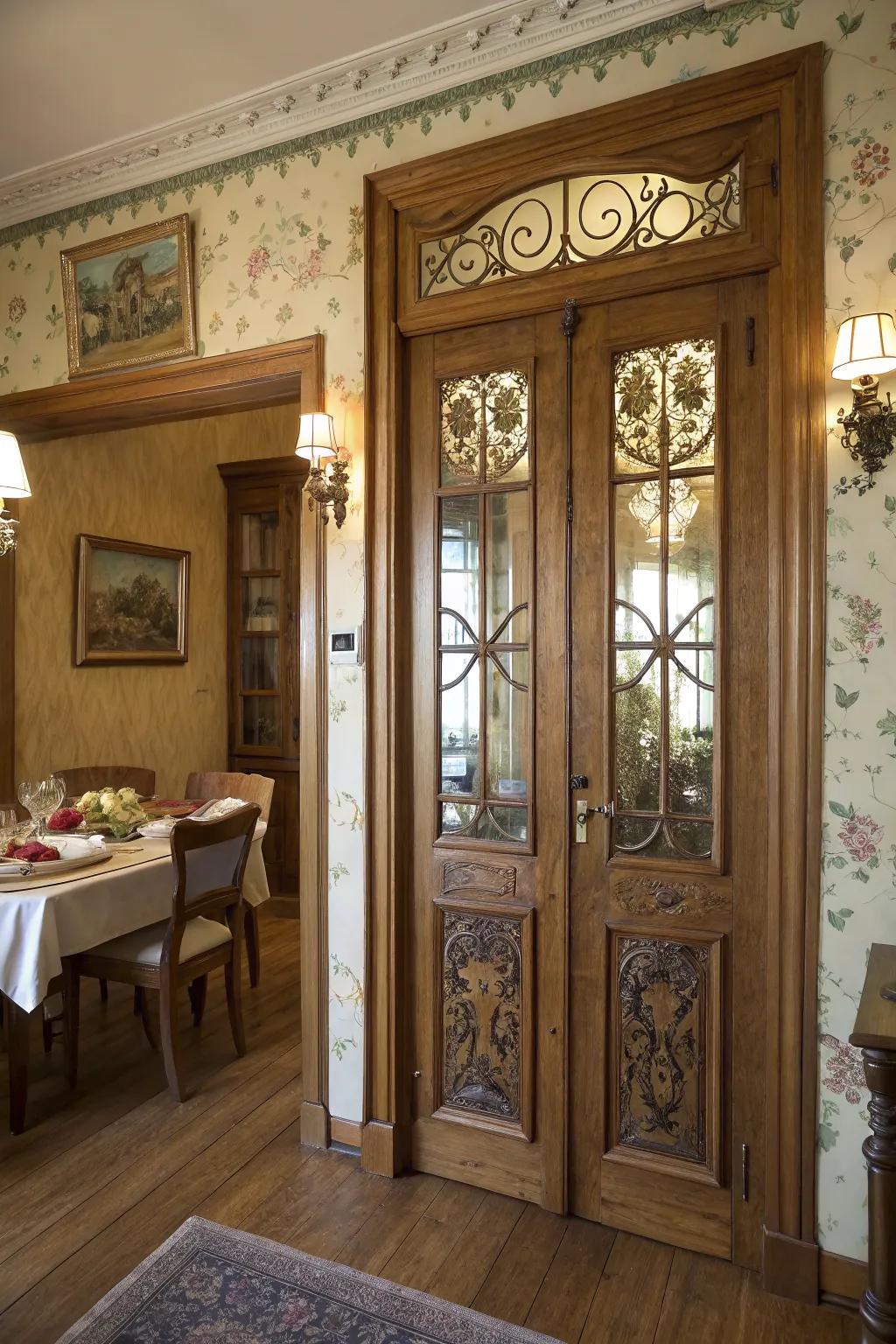 Parisian charm with vintage Gallic panels.