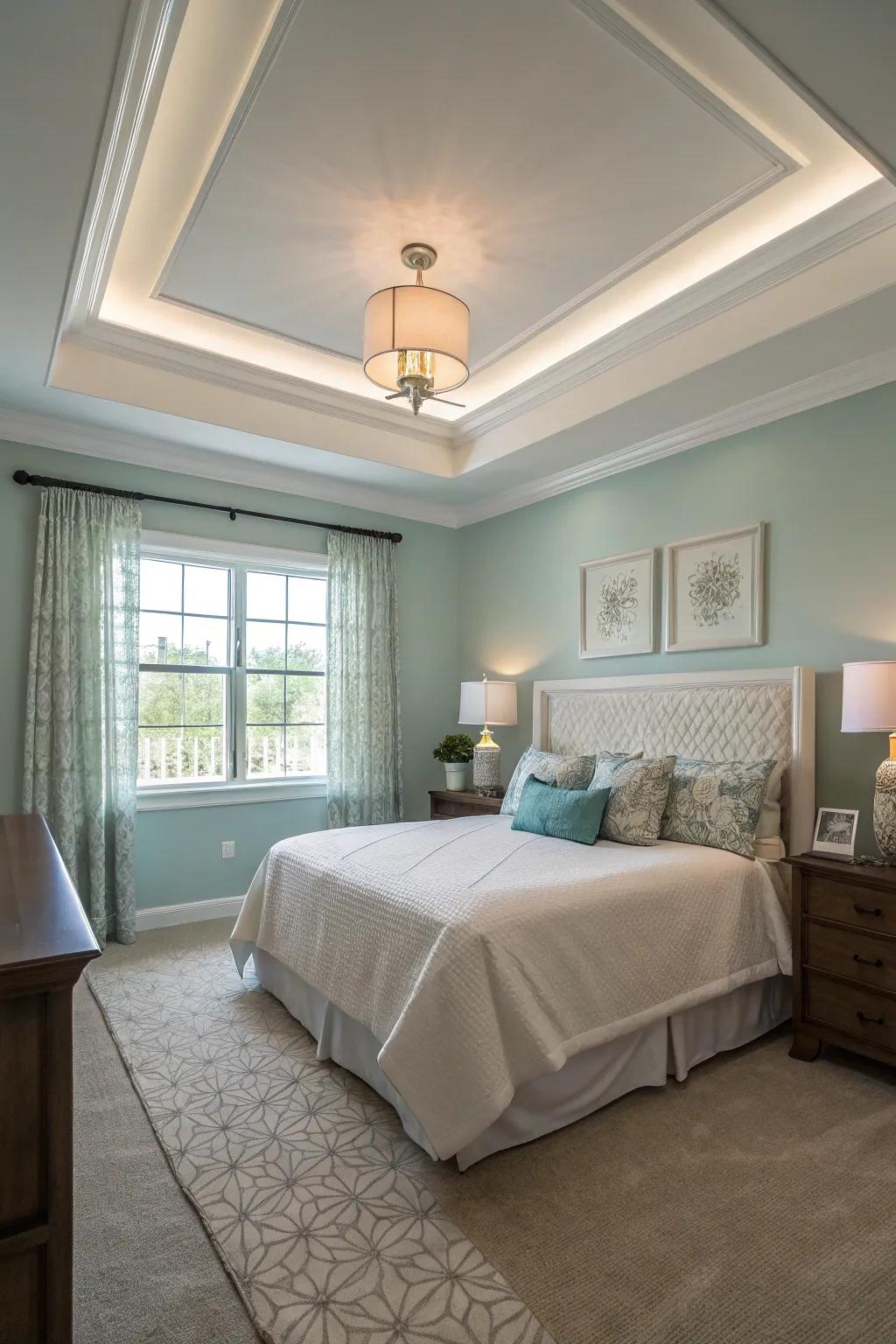 Room-specific ceilings enhance ambiance.