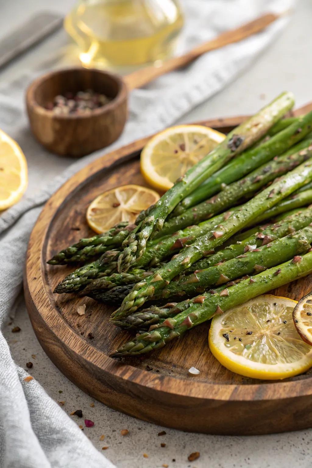 Crisp grilled asparagus with a hint of lemon.