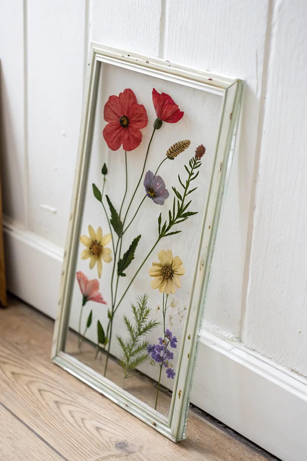 Compressed bloom art conserving springtime’s splendor.