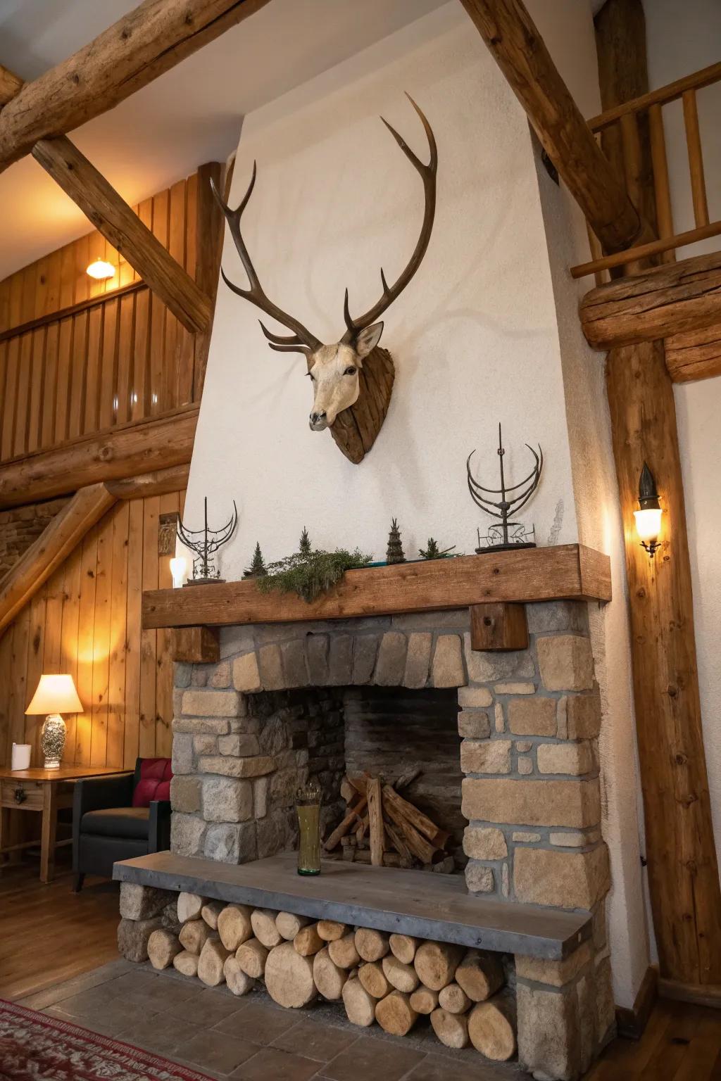 Render your hearth the focal point via a deer mount.