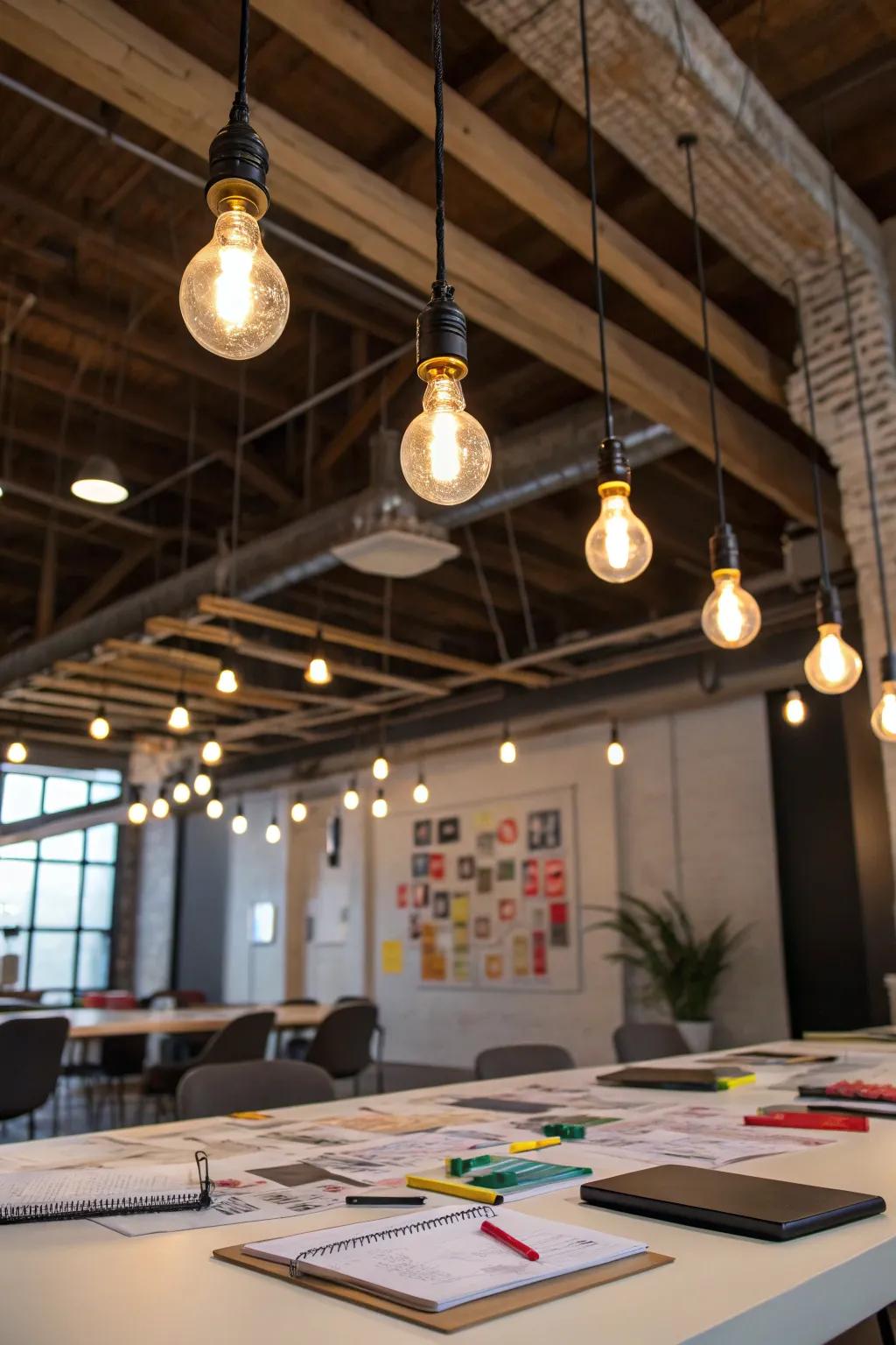 Playful patterns with multi-head pendants for dynamic lighting.