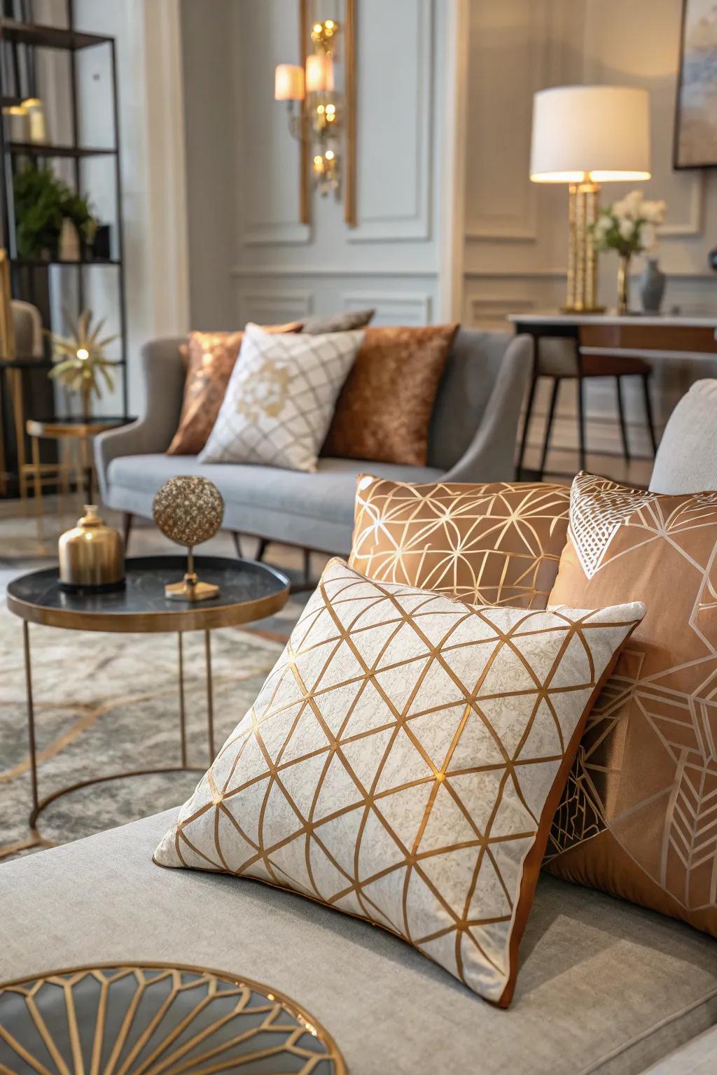 Geometric patterns in metallic hues: adding a touch of modern glamour.