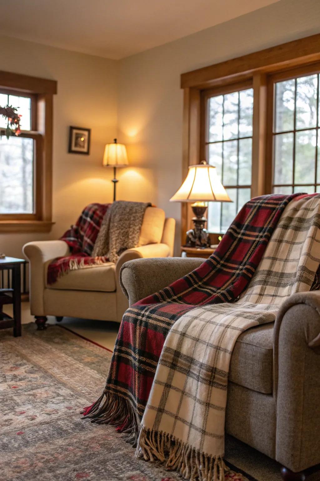 Add warmth and style with chic flannel throws.