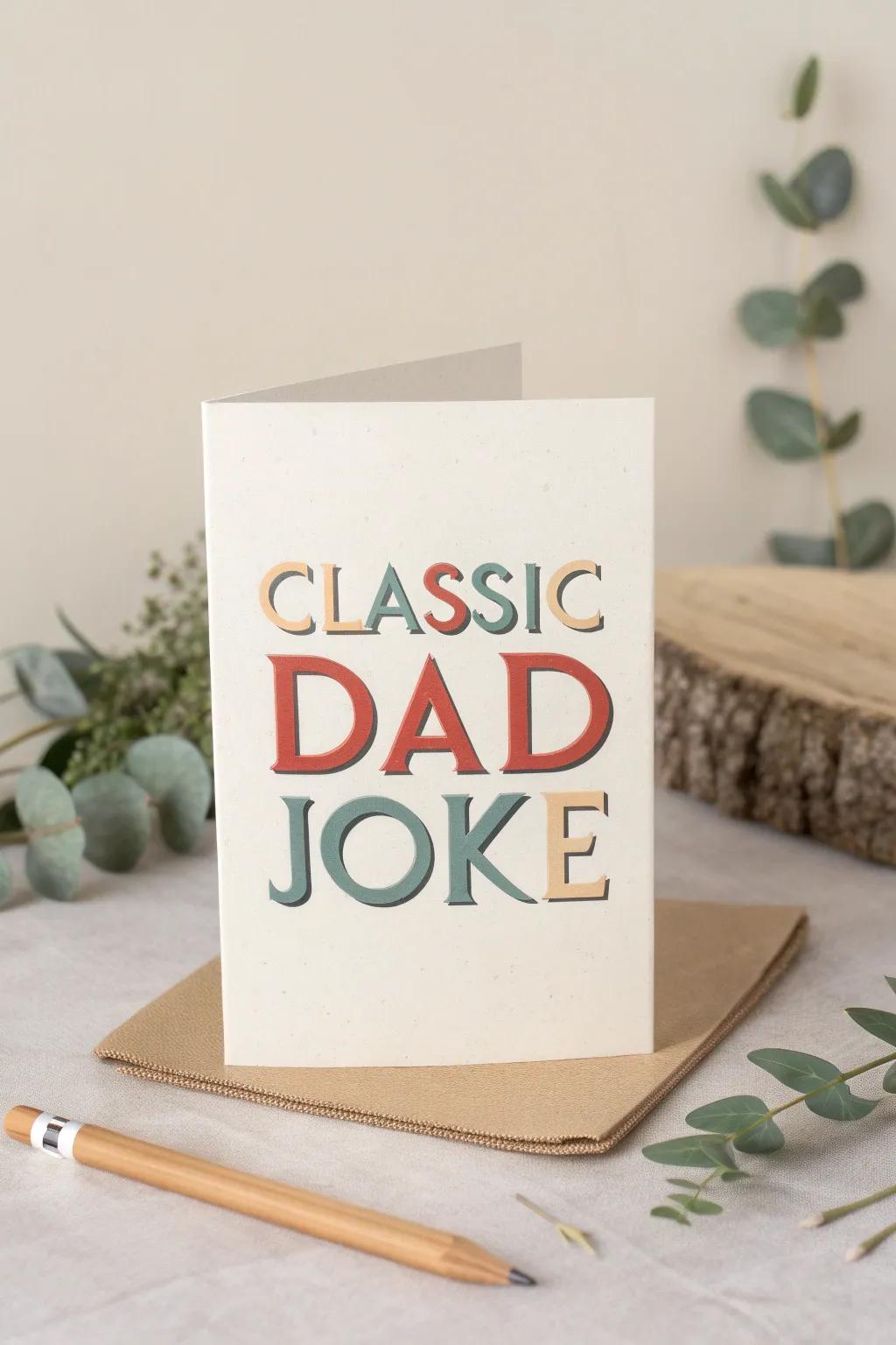 Honor Father's Day through a dash of levity and flair. This minimalist dad jest card is destined to beget a grin!