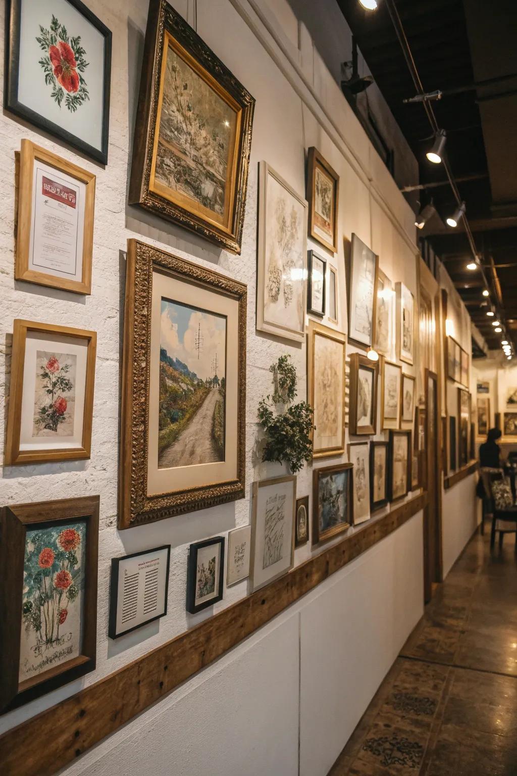 A gallery wall creating a personal and stylish focal point.