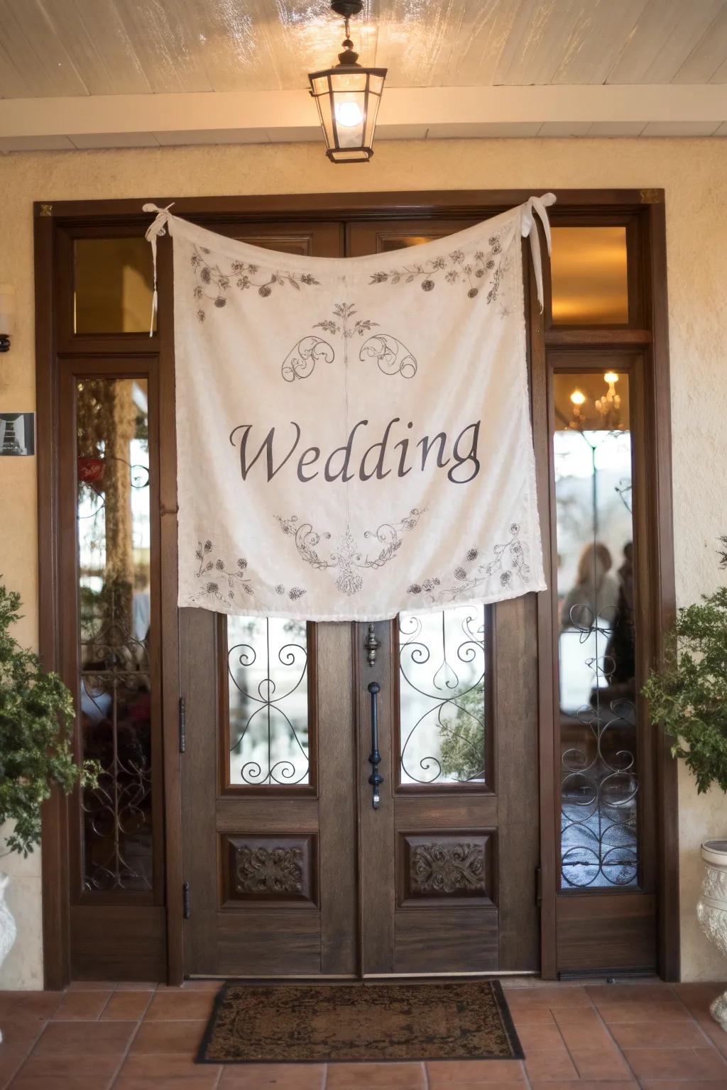 Textile flags contribute a personal and joyous element to your wedding entrance.