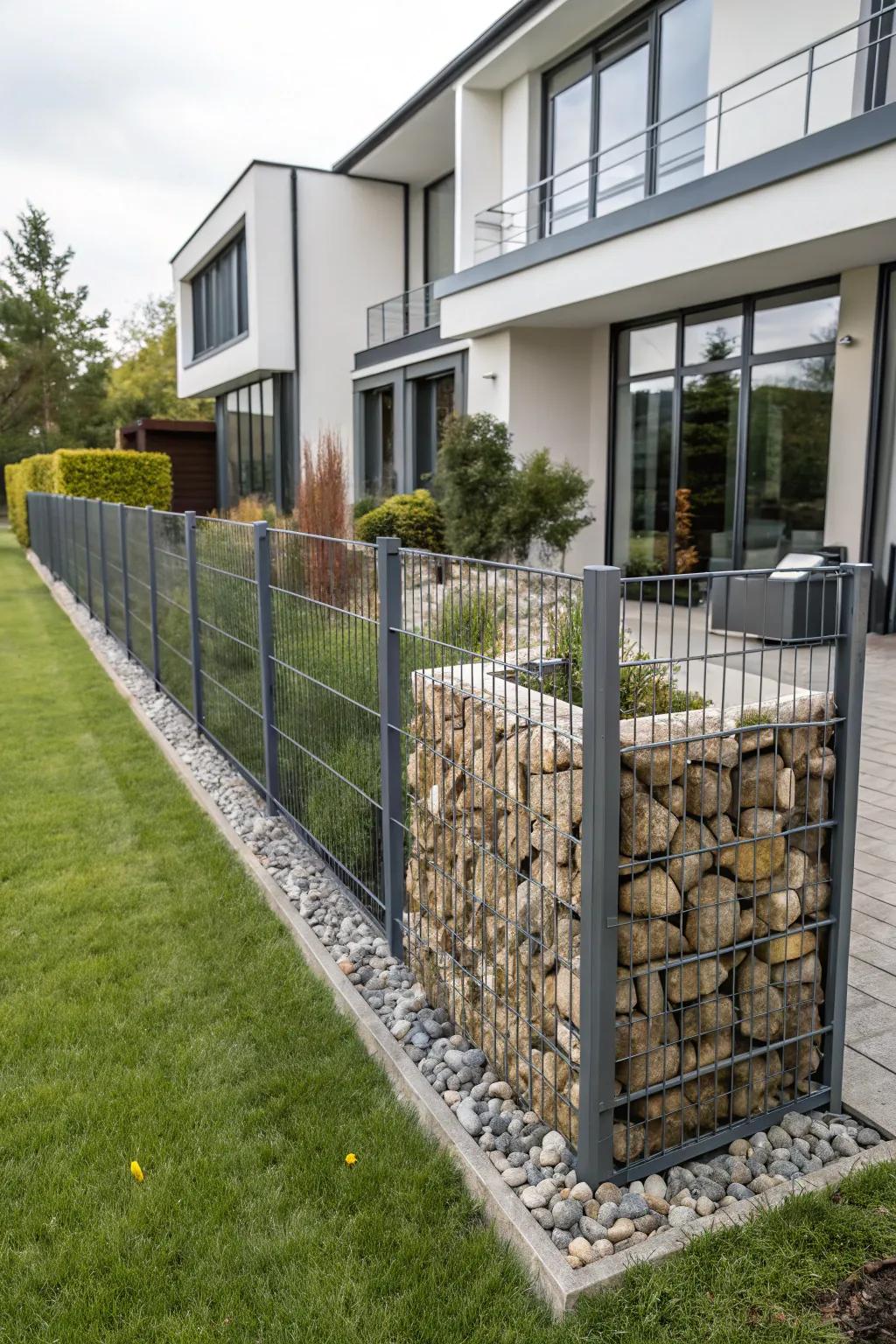 Industrial edge with a modern gabion border