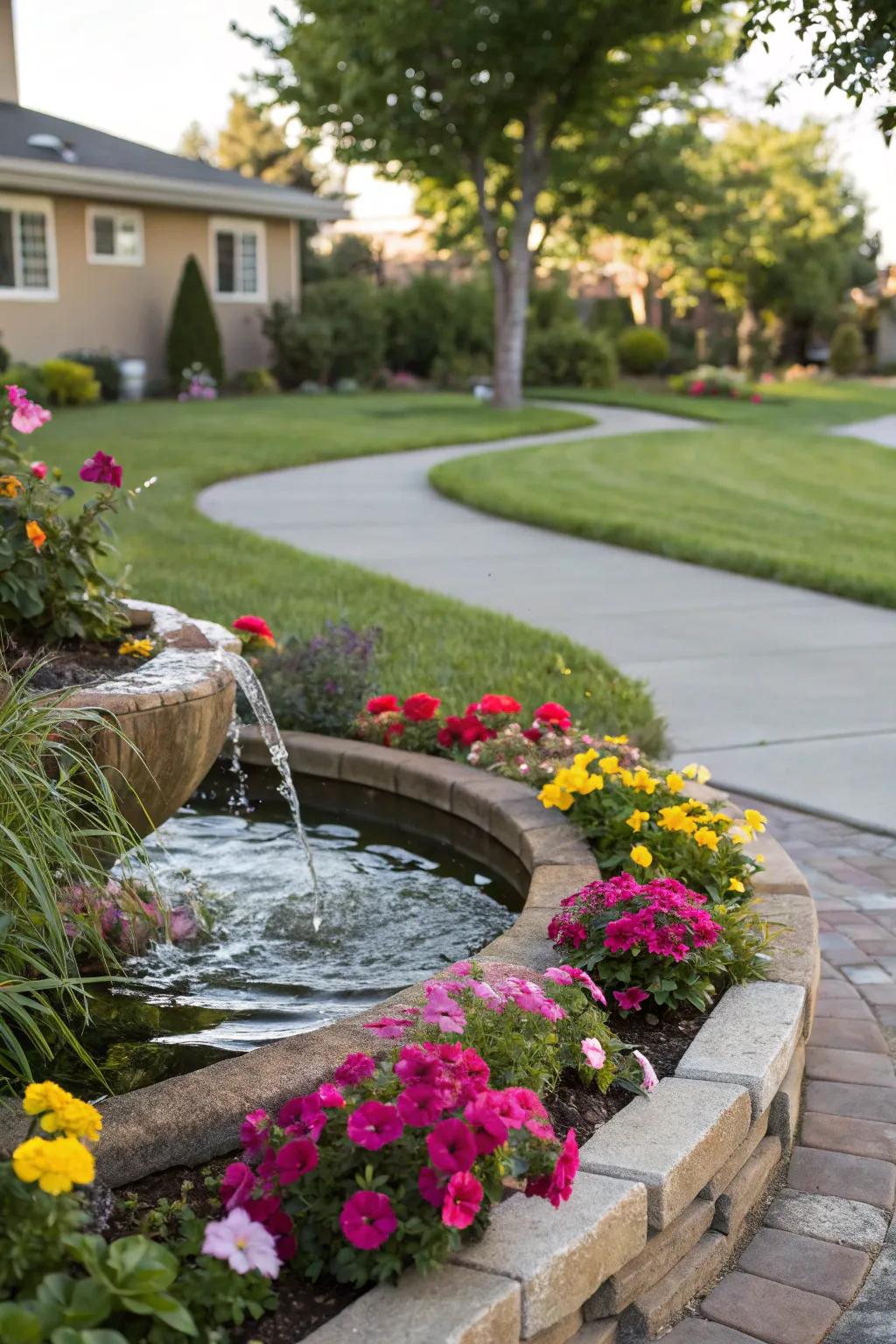 A liquid element contributes tranquility and a soothing soundscape to the garden.