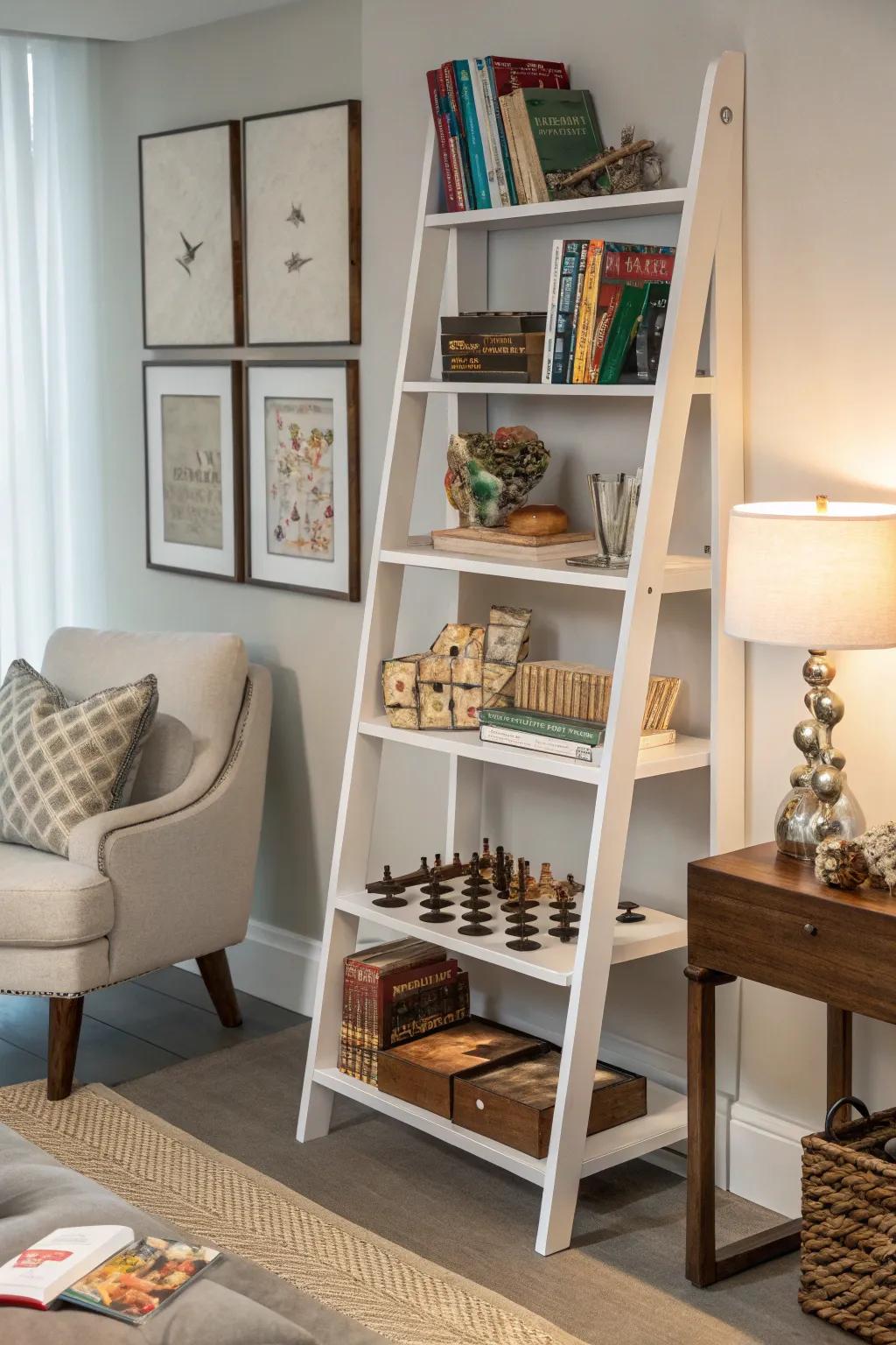 Staircase shelves contribute class to any exhibit.