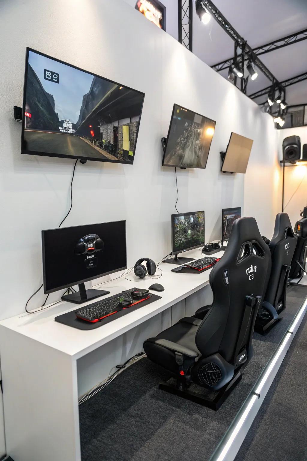 Wall-affixed monitors present a sleek and space-conserving solution.