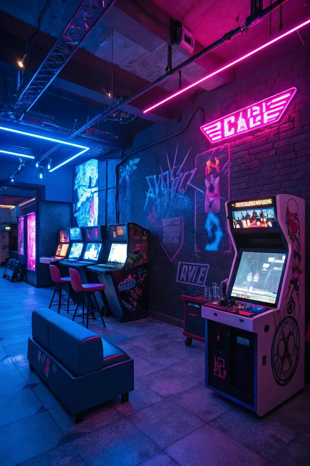 Neon features fashion a futuristic ambiance in your gaming area.