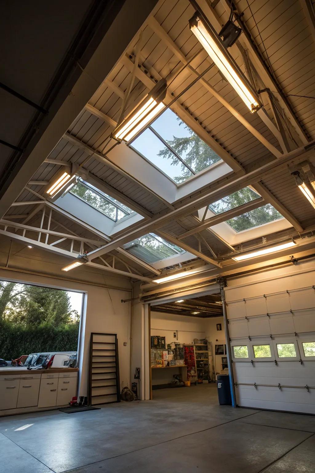 Skylights bring natural light and a sense of openness to your garage.