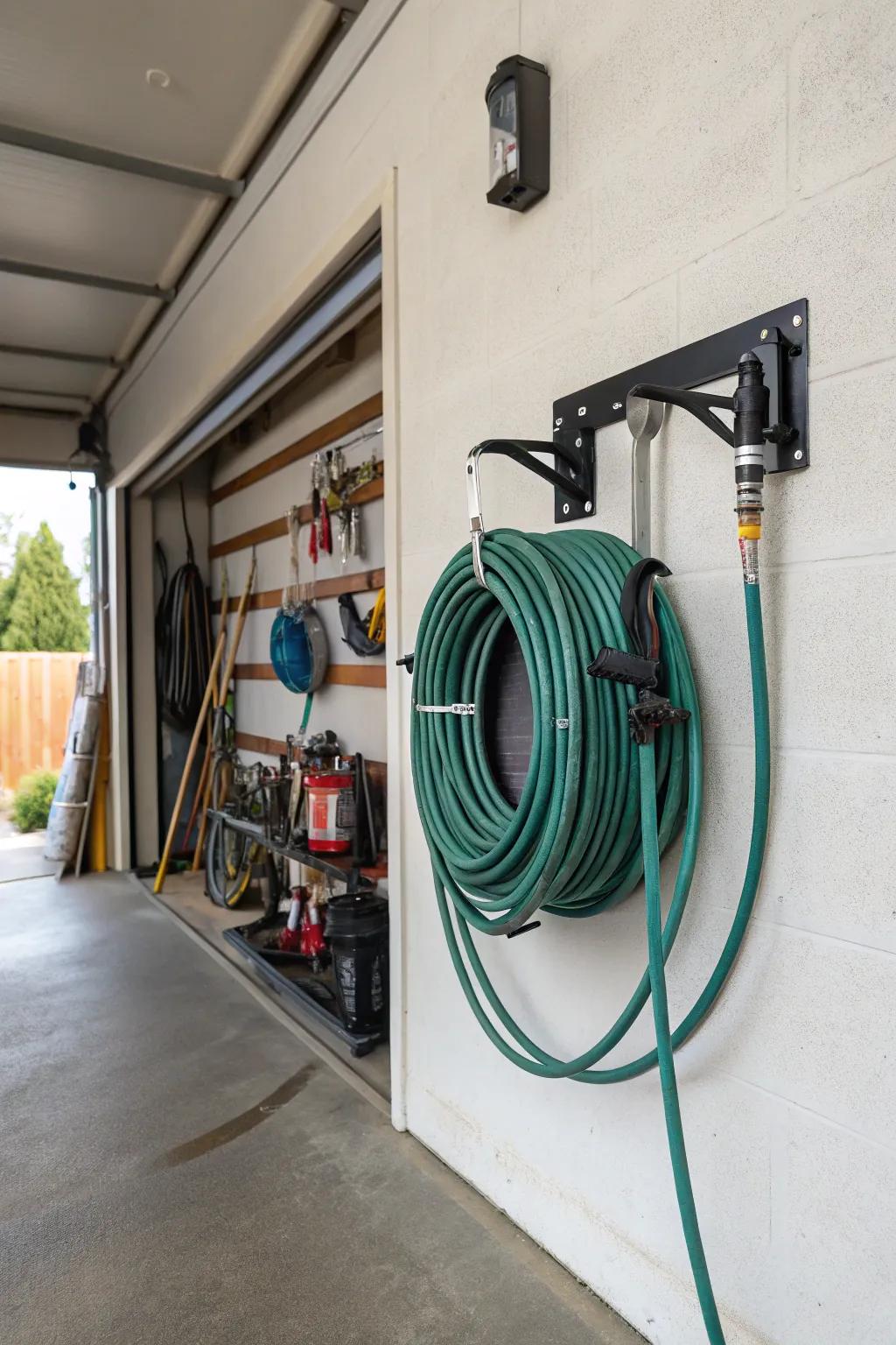 Coil mounts keep hoses organized and accessible.