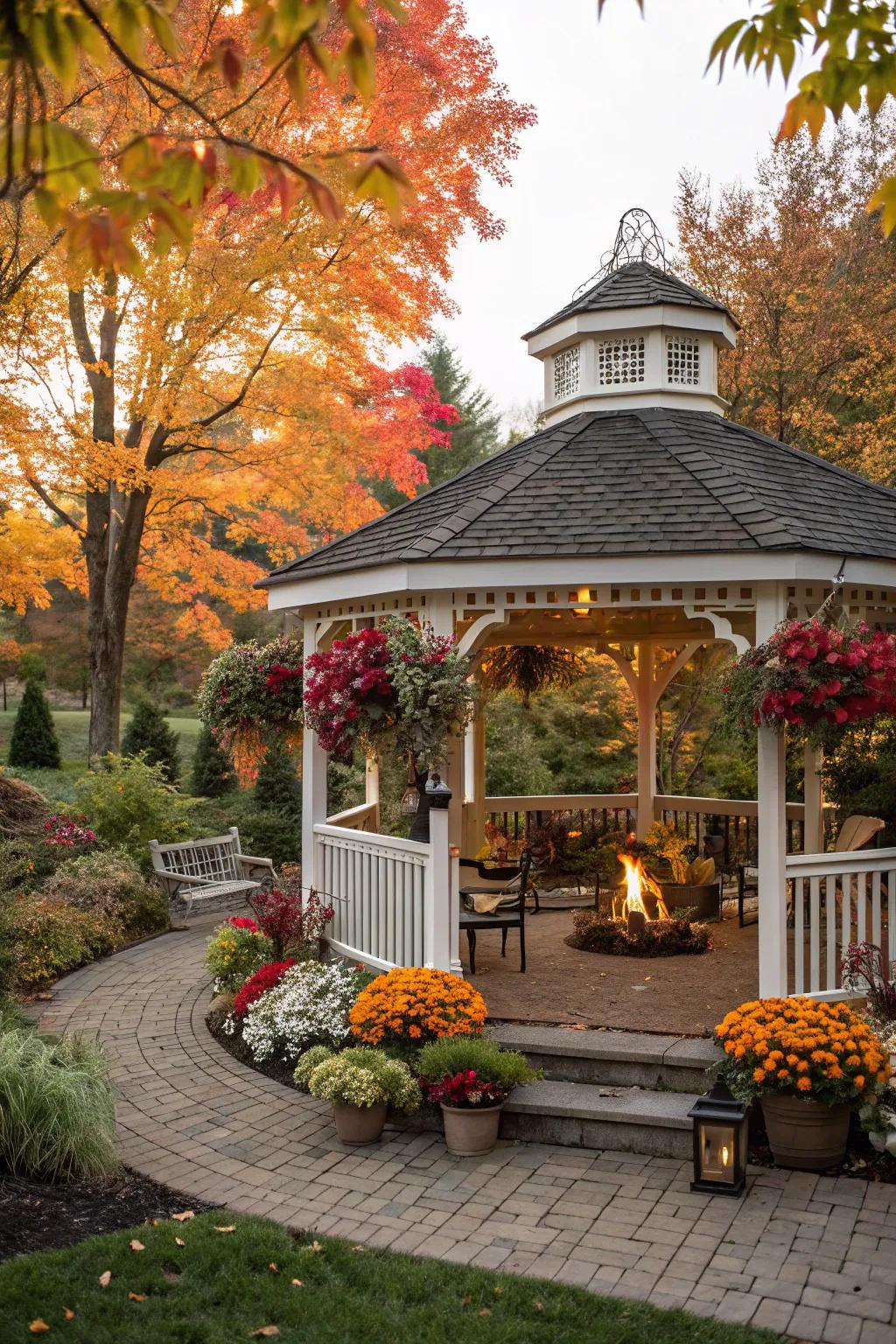 Keep your gazebo inviting with seasonal decorations.
