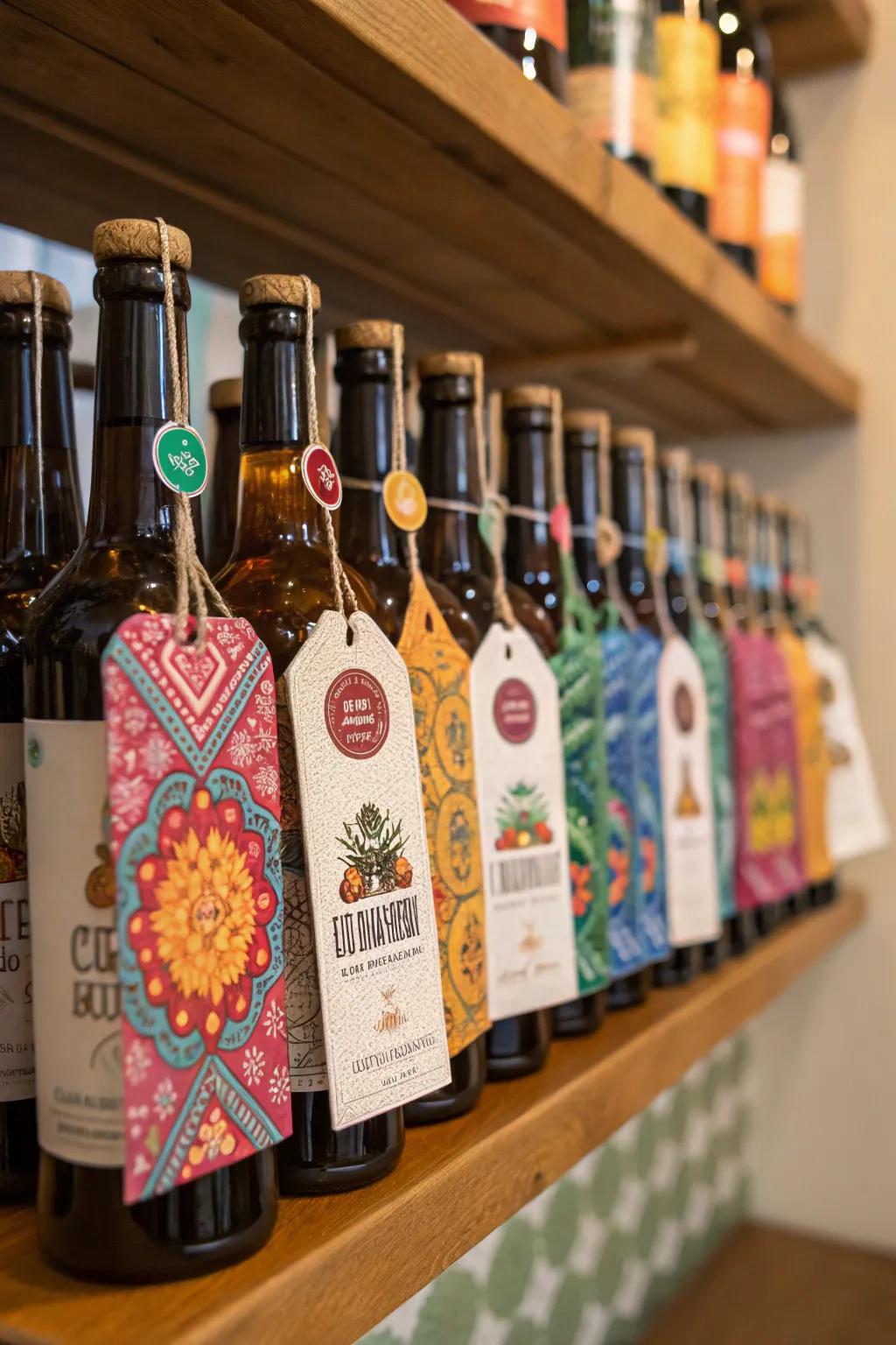 Keep your bar organized with decorative bottle pendants.