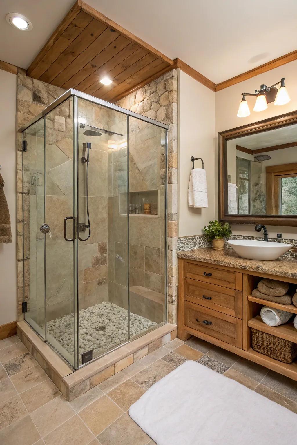 A Zen-inspired shower provides a serene escape within your residence.