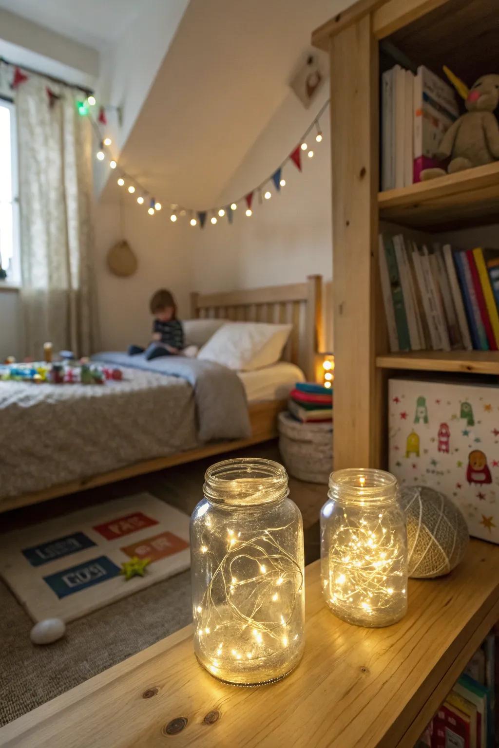 Vessel twilight radiance proffers solace and allure in children's chambers.