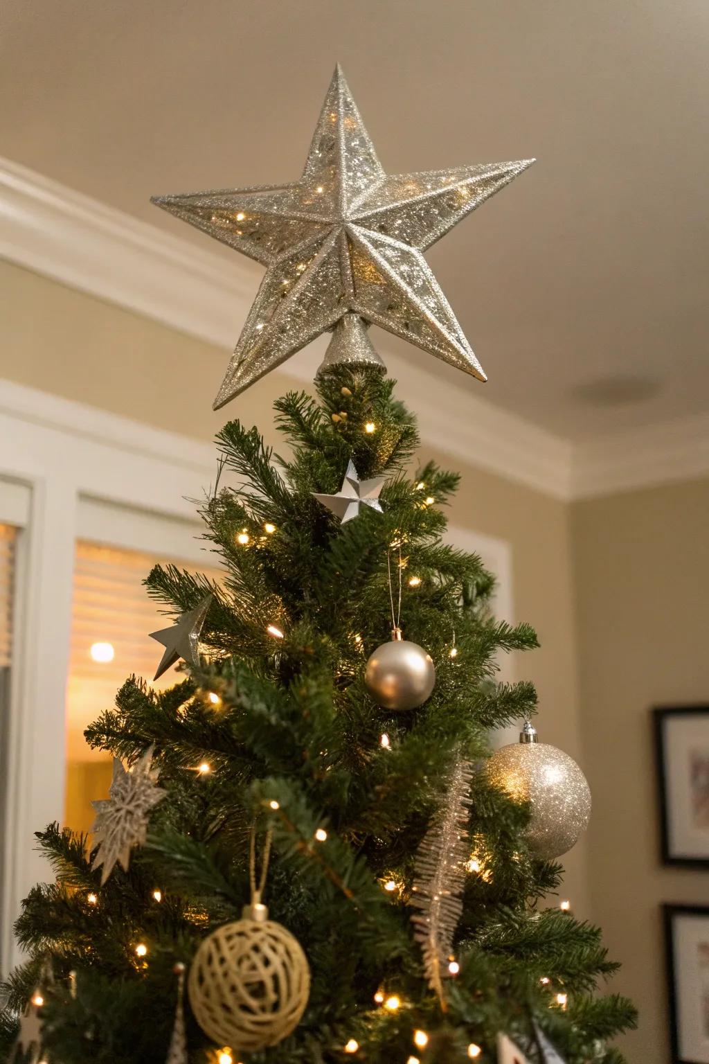 A metallic star topper is the perfect finishing touch.