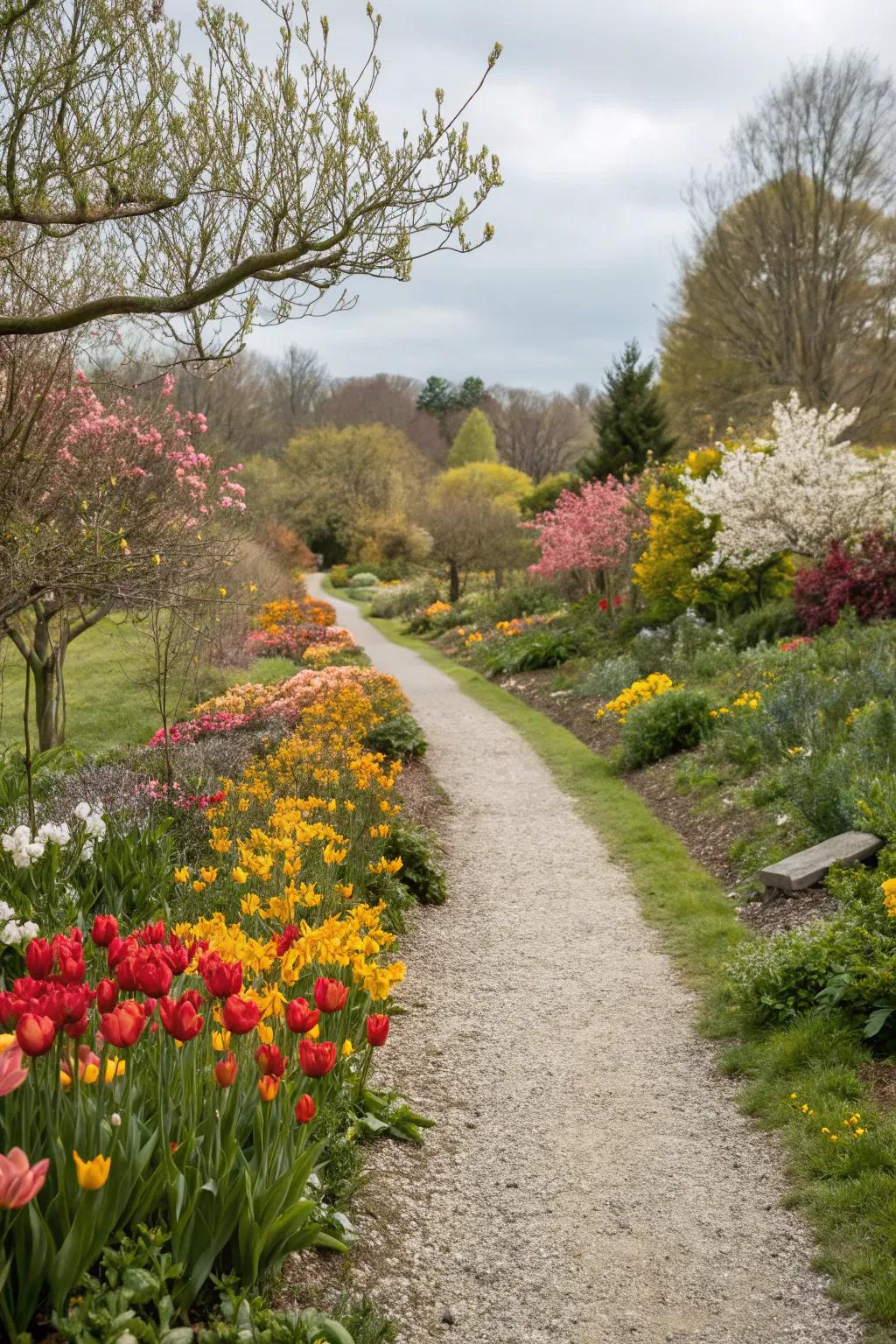 Seasonal vegetation sustains a trail vibrant throughout the year.
