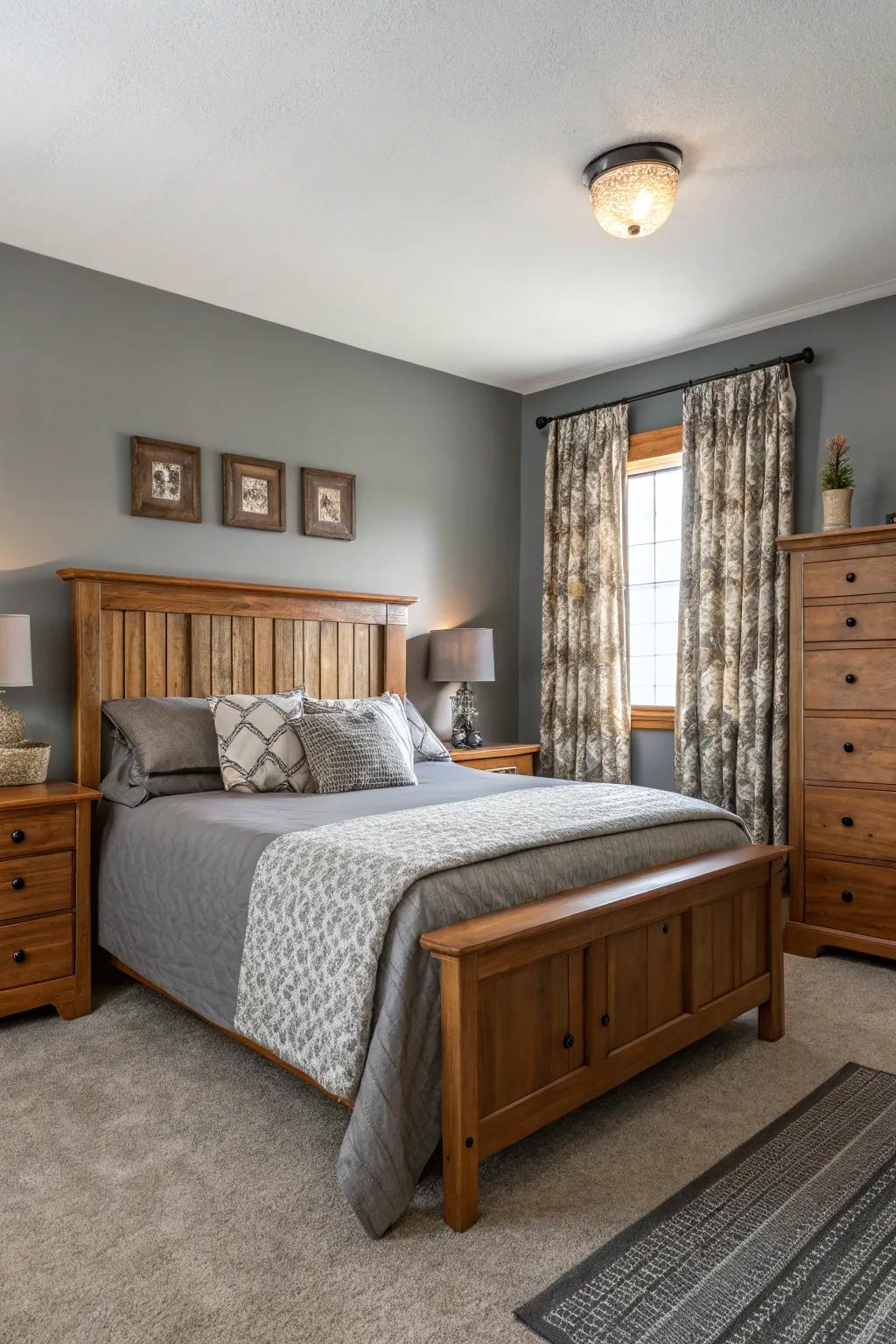 Warm wood tones beautifully enhancing the coolness of gray.
