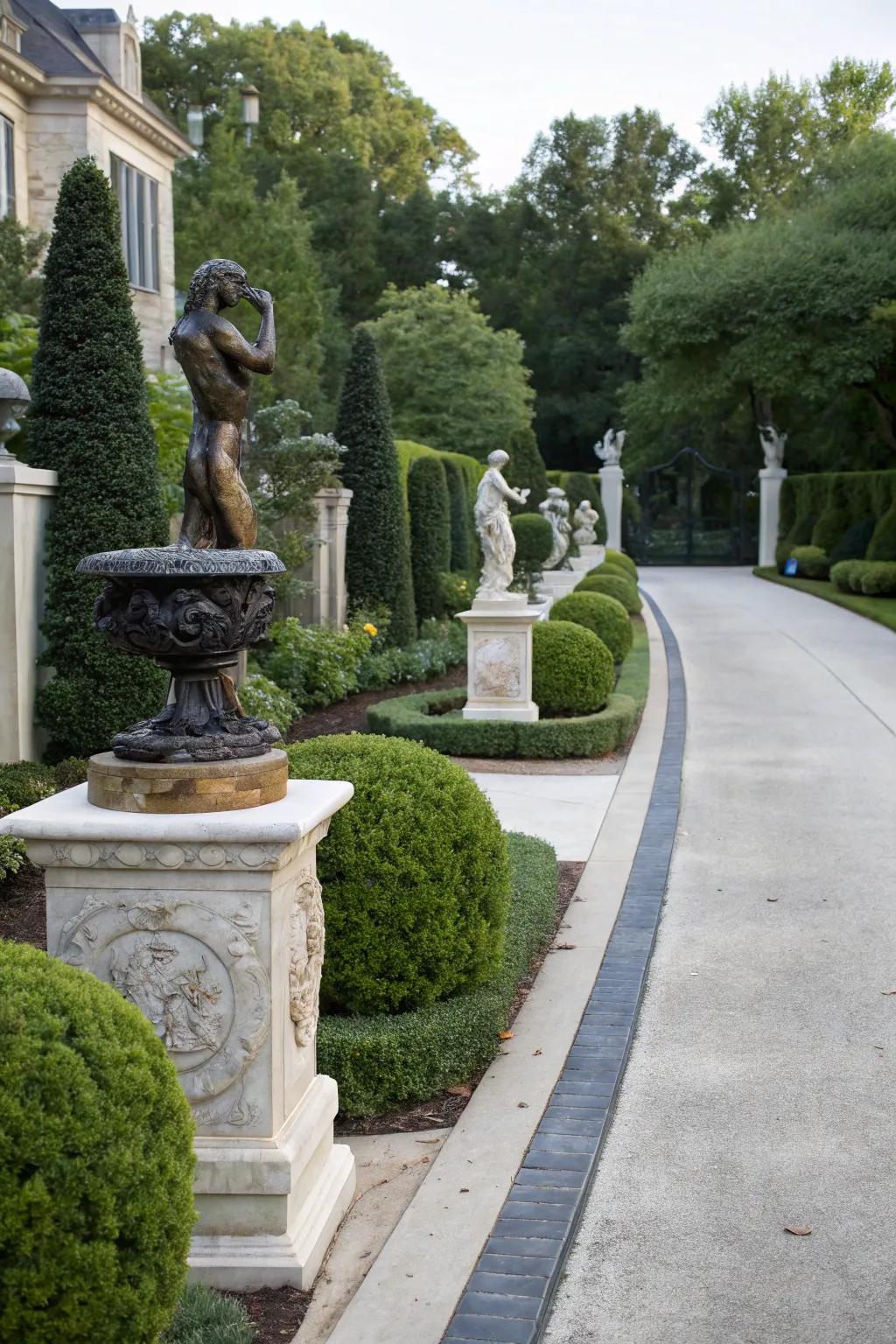 Artistic sculptures lend character and intrigue.