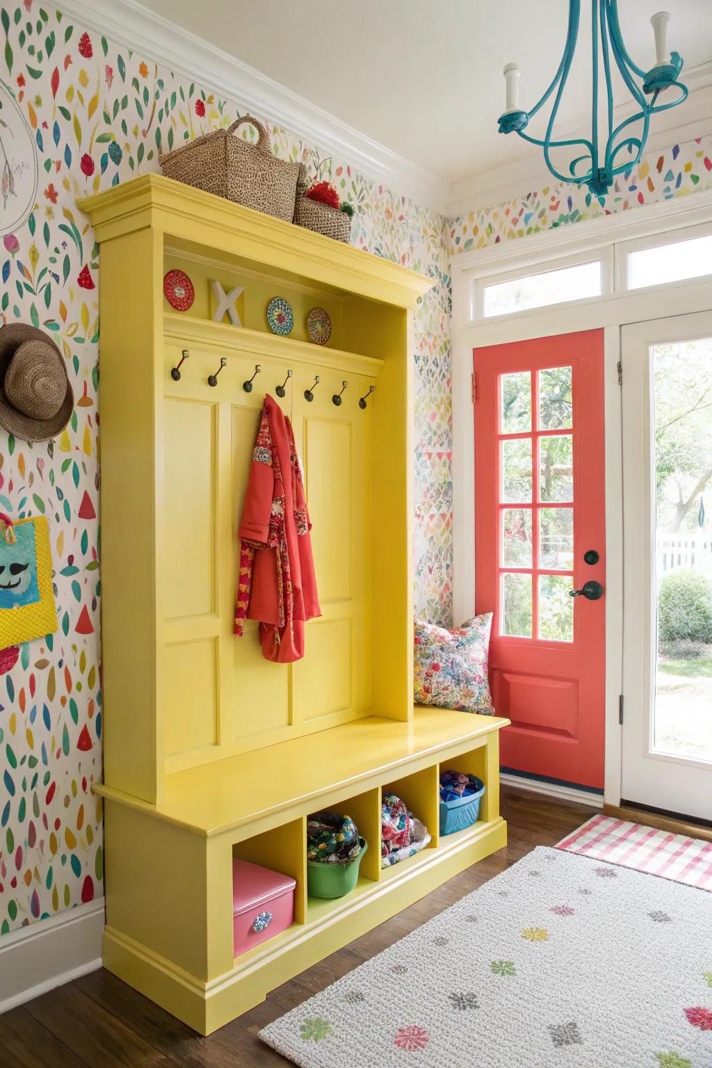 Add vibrancy with a brightly colored hall tree.
