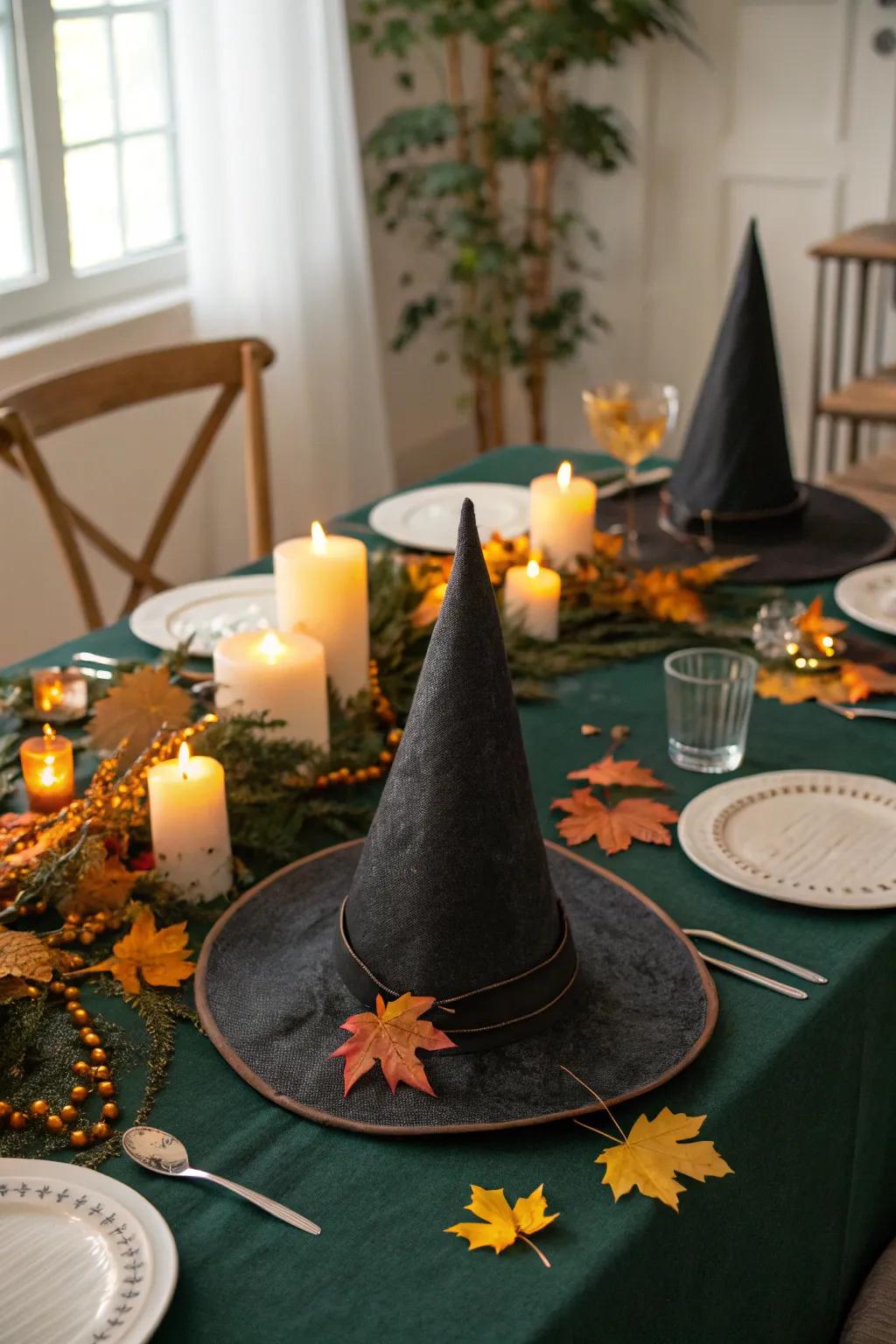 Sorceress cap centerpieces infuse magic into dinner settings