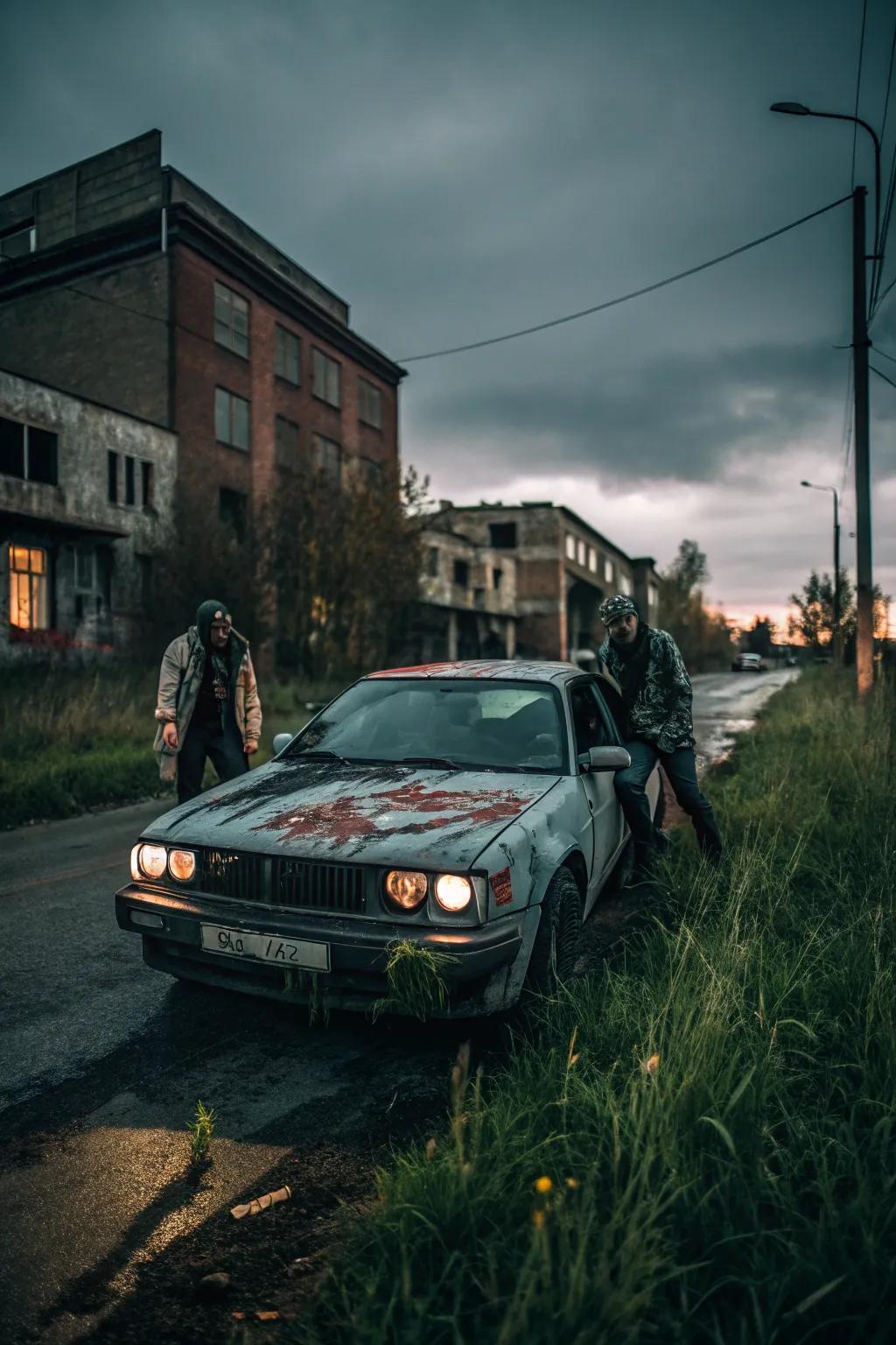 Zombie-themed decorations evoke a thrilling and spooky feel.