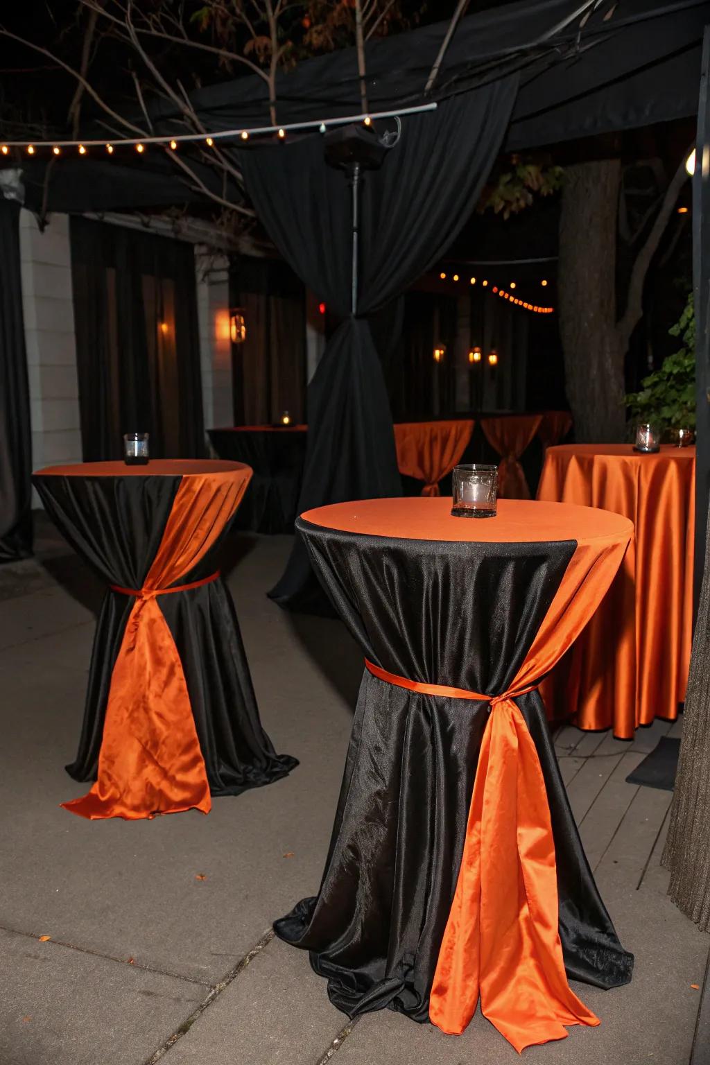 Black and orange fabric adds a quick Halloween transformation