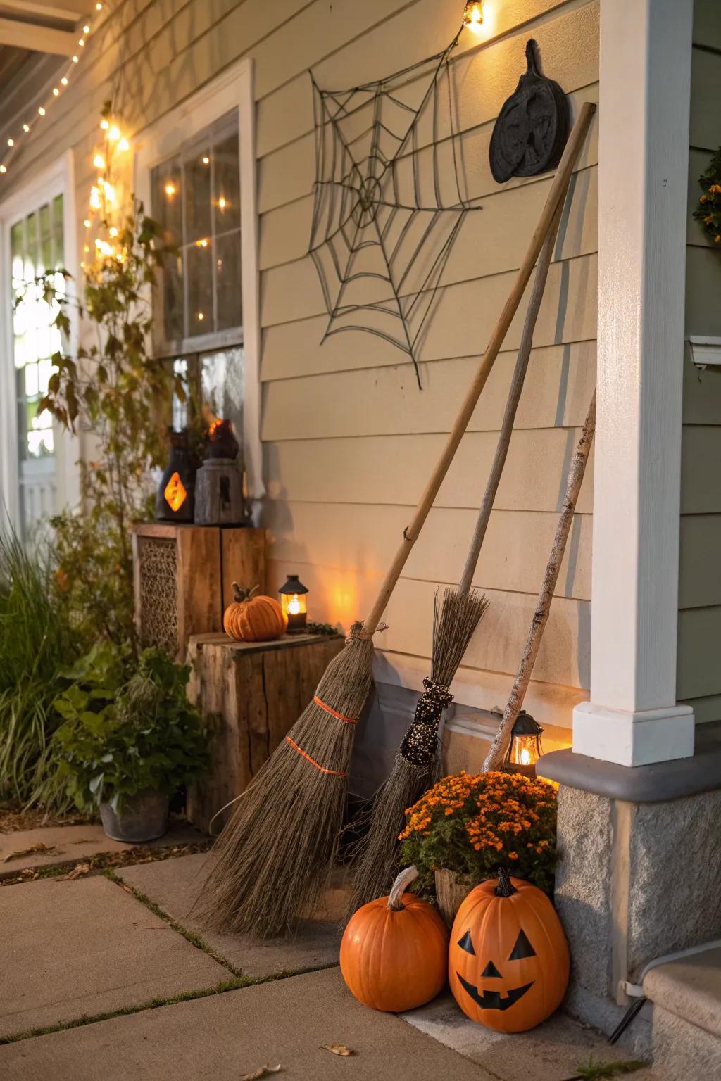 Sweeping branches inject a whimsical sorceress detail into this porch.