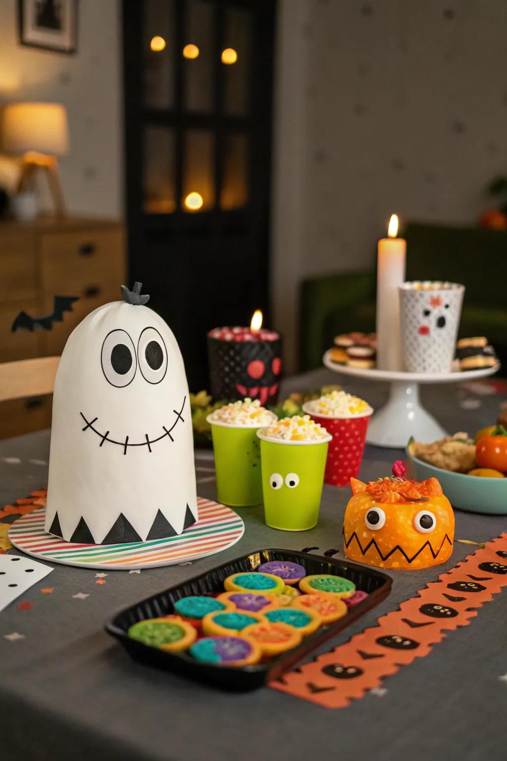 Playful nuances contribute a whimsical sentiment to the Halloween gathering.