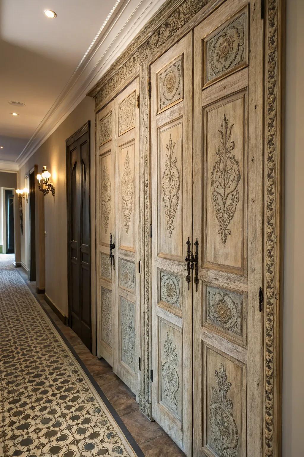 Add character with antique upcycled cupboard doors.