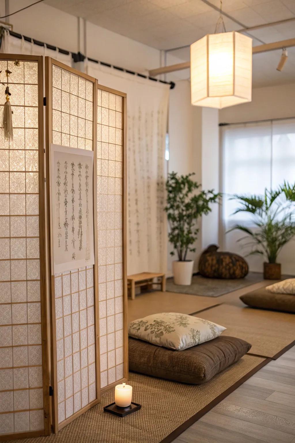 Paper screens introduce serene, Eastern elegance.