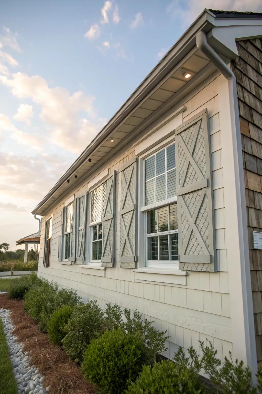 Crisscross panels add style and functionality.