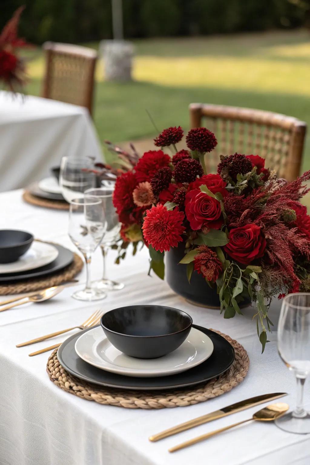A gothic table setting is perfect for a haunted dinner party.