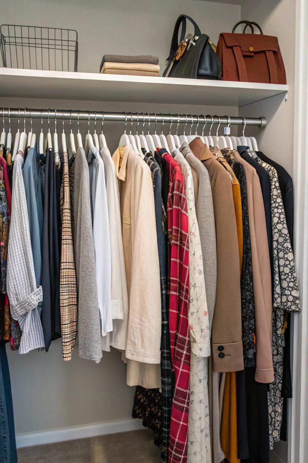 Adapt your closet to your wardrobe with flexible hanging solutions.
