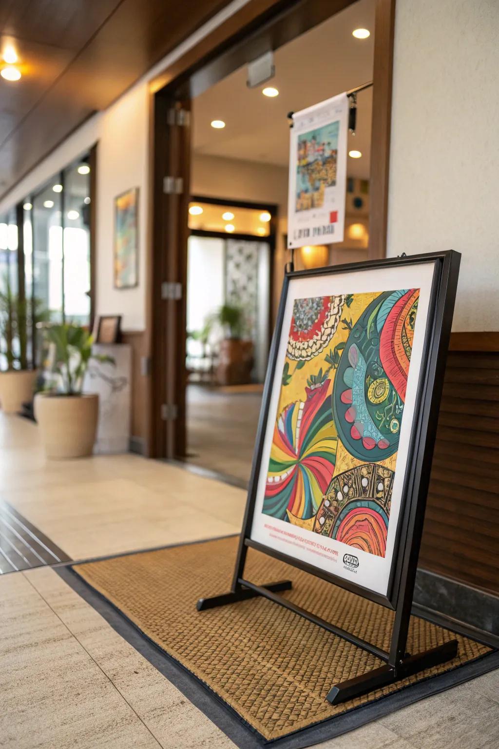 Colorful mats enhance the visual impact of posters.