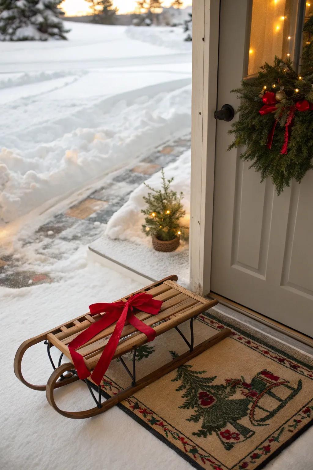 A welcoming sled showcasing a joyous entryway floor covering