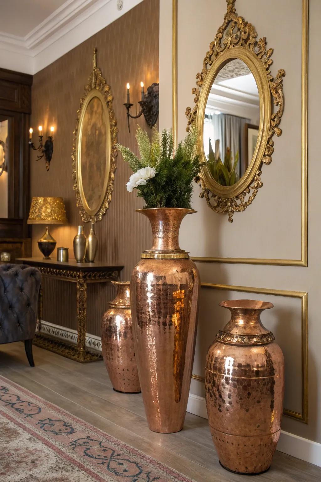 Metallic accents add elegance to fall decor.