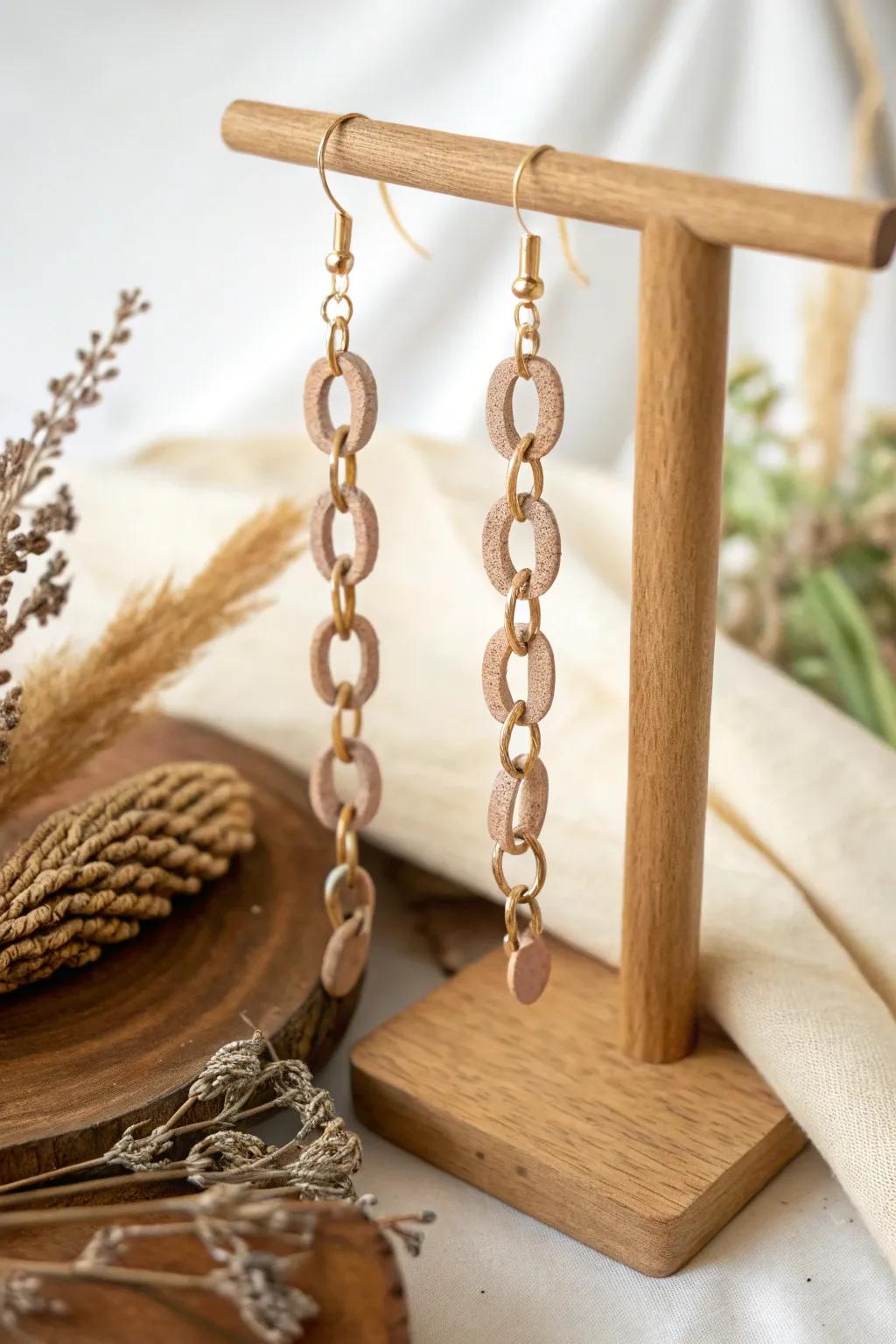 With handcrafted clay hanging strand earrings, you may embrace simplicity and beauty.