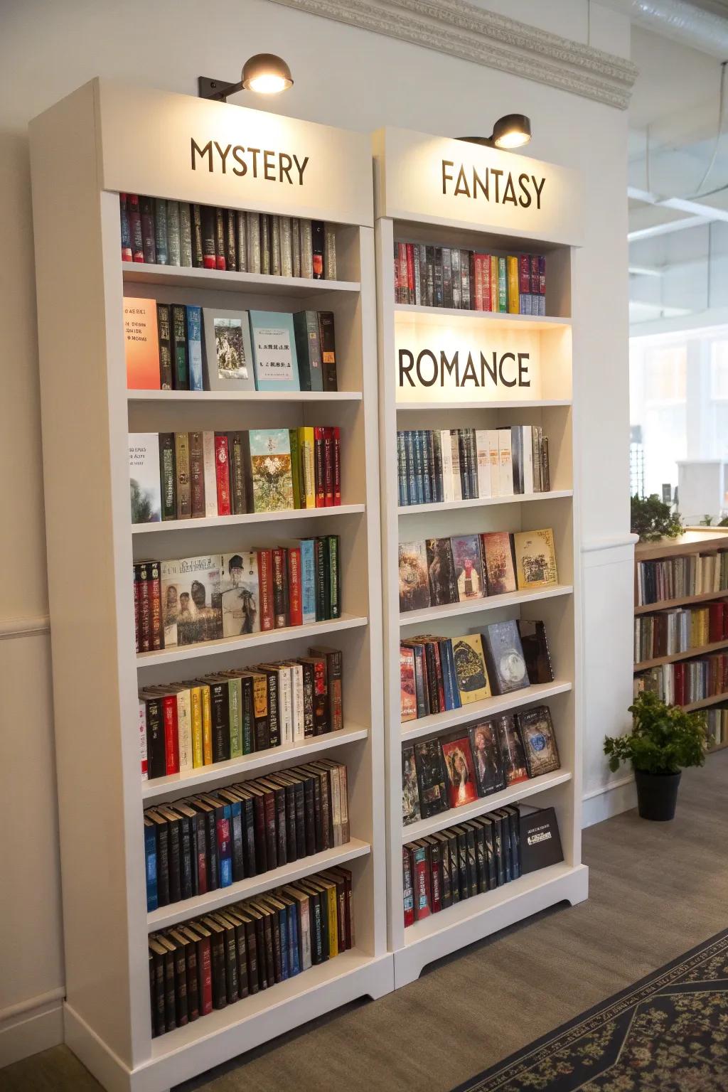 Themed shelves fashion a curated and arranged aesthetic