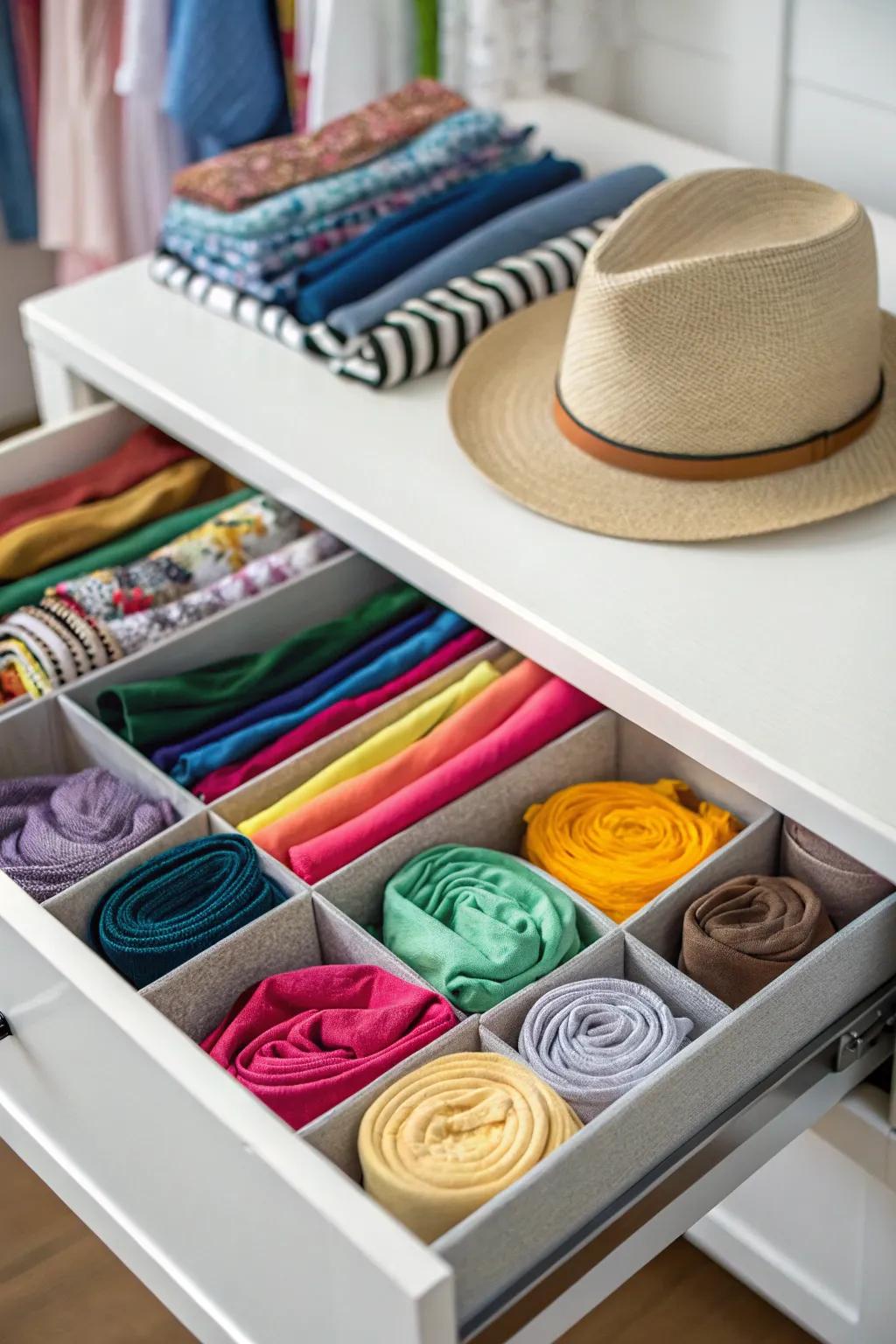 Color-coordinated drawer for a visually stunning and efficient organization.