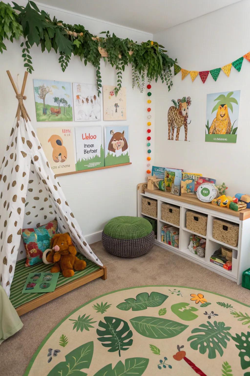 A themed room excites children and guides organization.