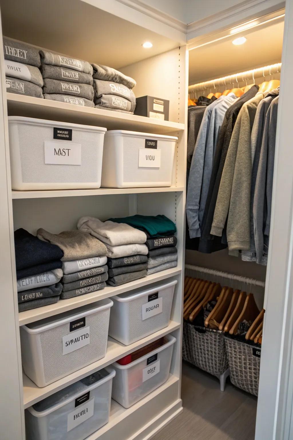 Labels make it easy to find and organize your sweatshirt collection.