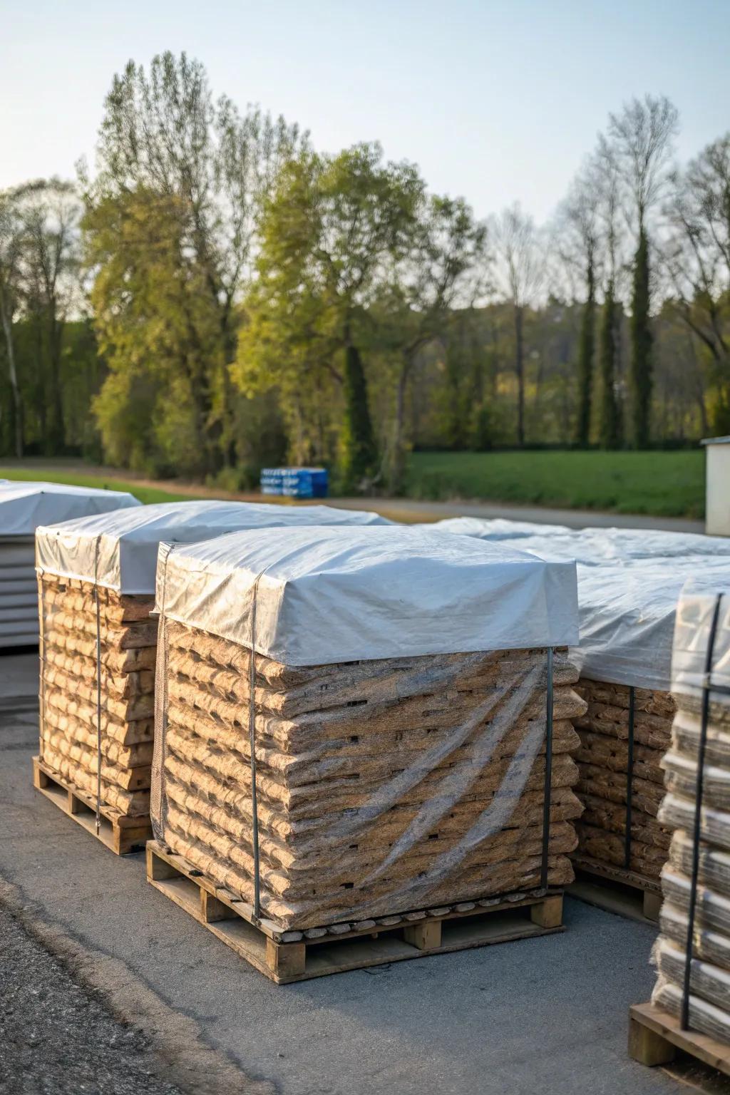 Waterproof shields are essential for shielding outdoor pellet stockpiling from moisture.