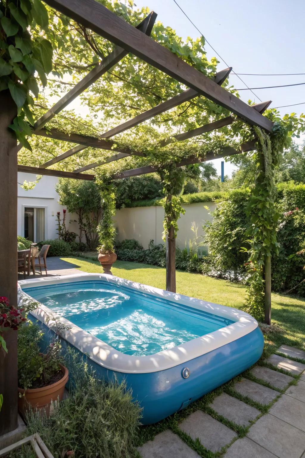 A shaded sanctuary with an elegant poolside pergola.