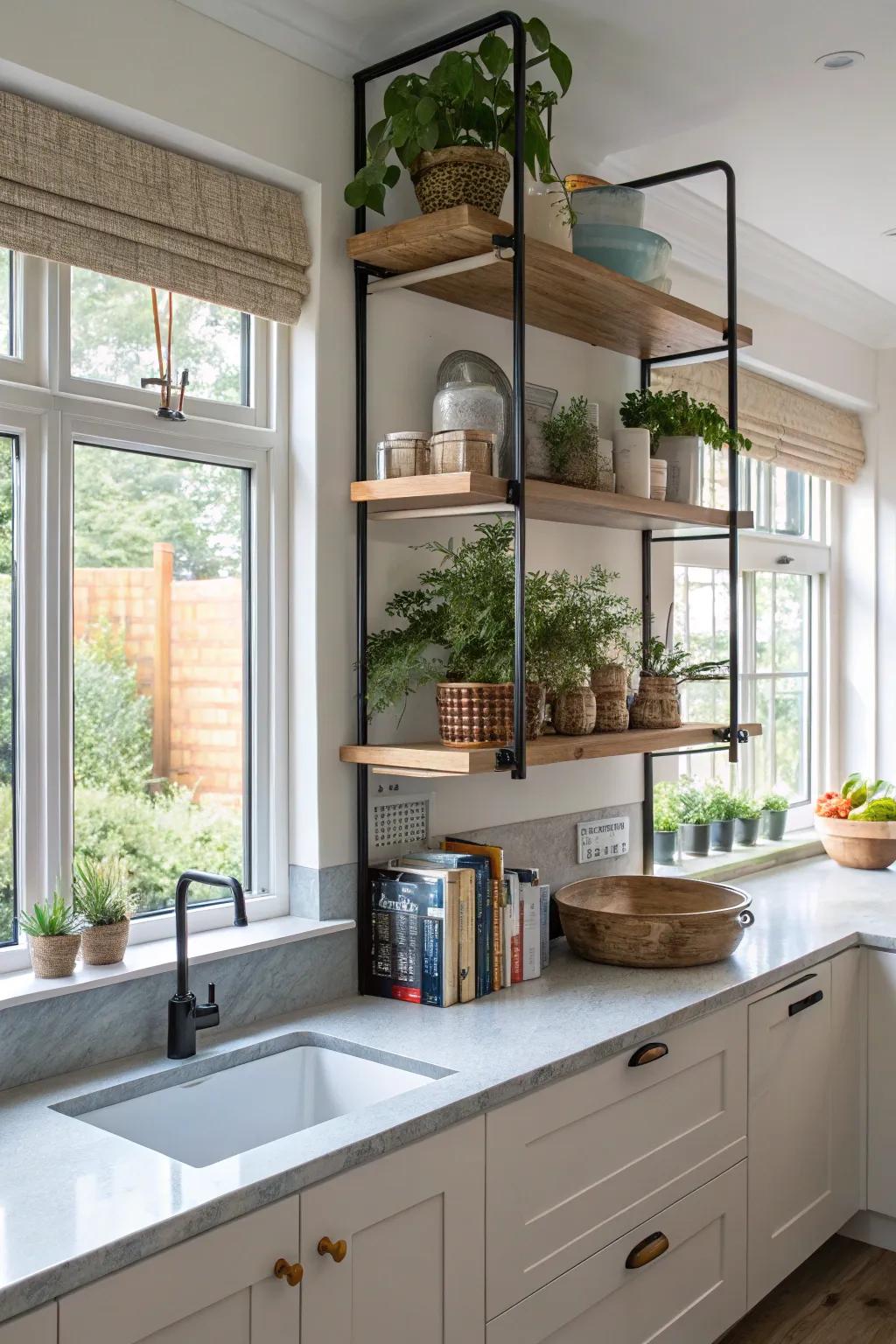 Adaptable shelves offer flexibility for changing d&eacute;cor needs.